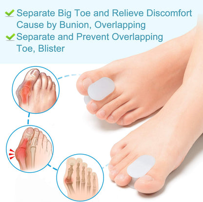 Povihome 10 Pack Gel Bunion & Toe Spacers Separators (0.3'' Thick) and Straightener Orthotics for Bunion Overlapping Toes, Bunion Toe Pain Relief - S Size