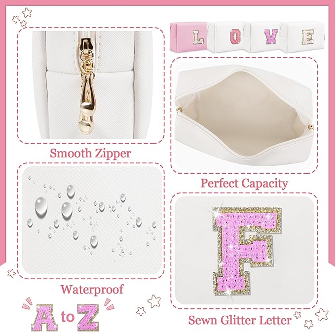Personalized initial letter makeup bag,
