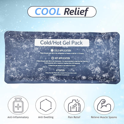 Hot & Cold Gel Packs for Pain Relief 4PCS 4x9 Inch Ice Packs Reusable Blue Cold Packs for Swelling, Bruises, Injuries, Surgery, Toothache (4 Pack)