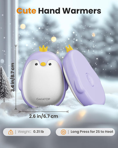 Gaiatop Magnetic Hand Warmers Rechargeable 2 Pack, 3 Settings Pocket-Sized Cute Penguin, Fast Hot Hands Reusable Portable Electric Heater for Camping Hunting Golf, Gifts for Women Men
