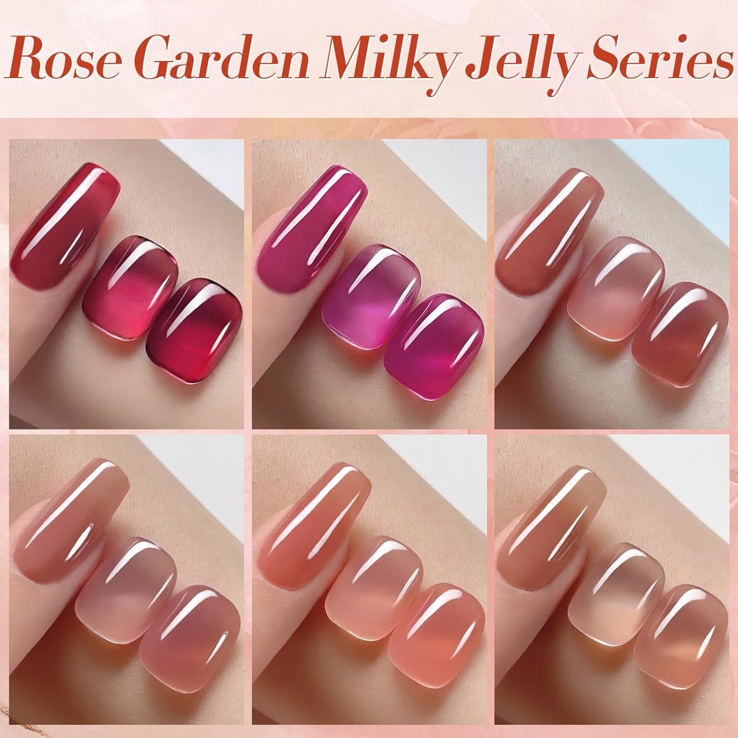 Born Pretty Jelly Burgundy Gel Nail Polish Fall Winter Jelly Blood Wine Red Brown Nude Purple Halloween Translucent Sheer Gel Polish Set Nail Art Varnish Manicure 6PCS