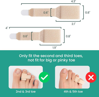 Welnove Hammer Toe Straightener - 8 Pack Broken Toe Wraps - Hammer Toe Corrector for Women - Toe Splints for Crooked Toes, Curled Toes, Bent Toes - (Multi-Size, Beige)
