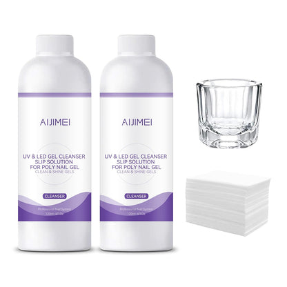 AIJIMEI Nail Slip Solution Poly Gel Slip Solution Set 4FL.OZ 2PCS Slip Solution for Nails Gel Nail Solutions Slip Solution for Poly Nail Gel UV&LED Gel Cleanser Slip Solution for Poly Nail Gel