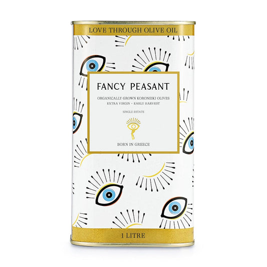 Fancy Peasant Everything Olive Oil, 1L Tin of Greek Extra Virgin Olive Oil, Polyphenol Rich EVOO with Olives from Greece