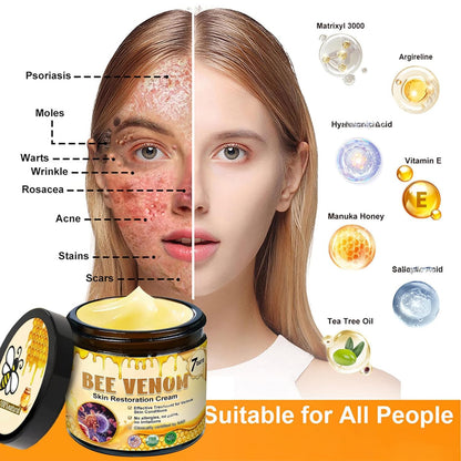 Bee Venom Skin Restoration Cream,Natural Bee Venom Comprehensive Cream,Effectively Firms skin and Reduces Imperfections Anti-Wrinkle Moisturizing for All skin Typess (2PCS)