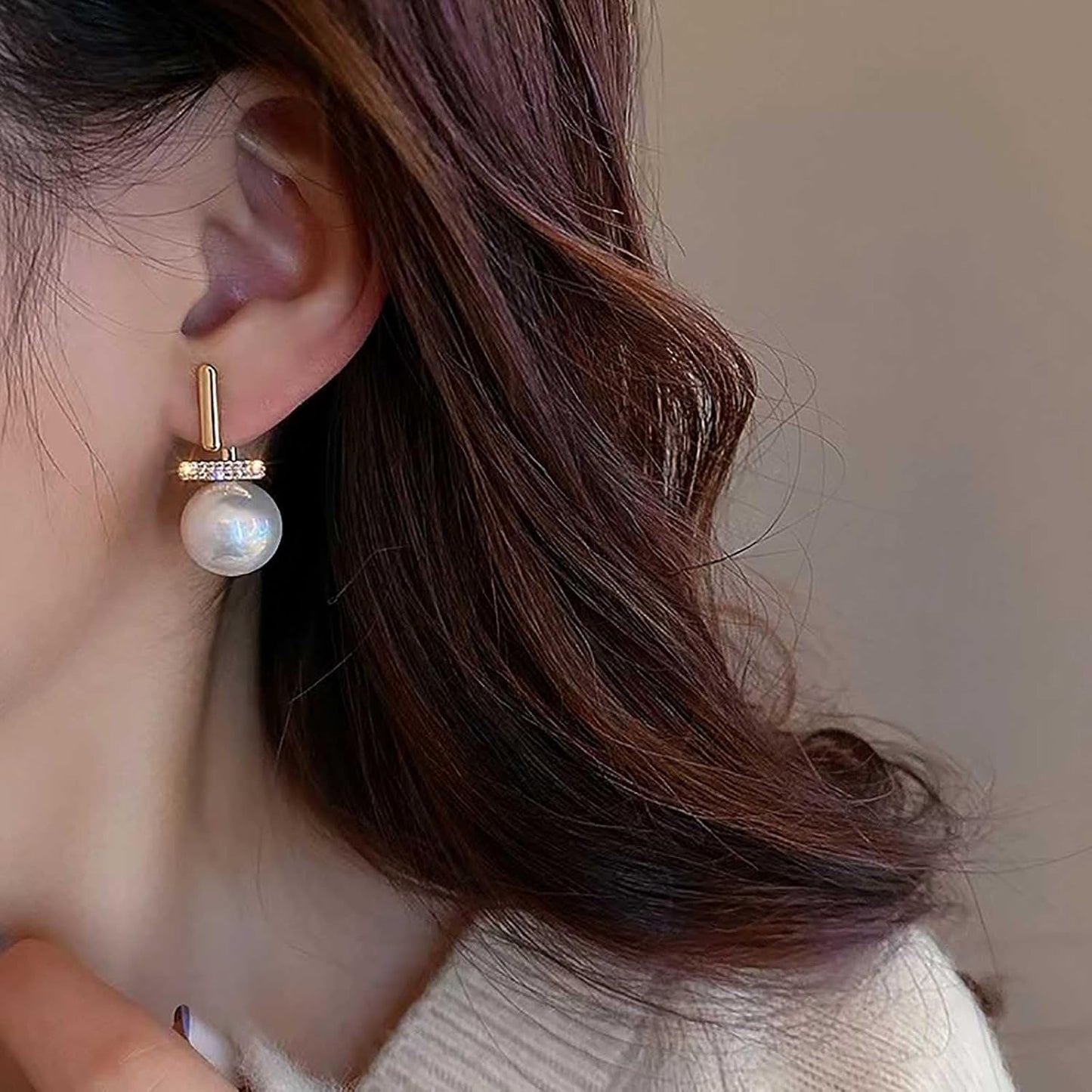 Vintage Crystal Pearl Drop Earrings Pearl Bar Stud Earrings Gold Rhinestone Bar Earrings Cz Bridal Pearl Earrings Jewelry for Women