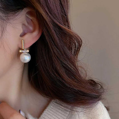 Vintage Crystal Pearl Drop Earrings Pearl Bar Stud Earrings Gold Rhinestone Bar Earrings Cz Bridal Pearl Earrings Jewelry for Women