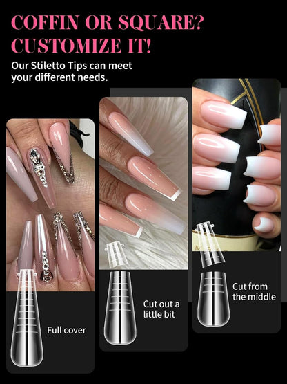 EBANKU Dual Nail Form Kit, 288PCS Poly Nail Gel Forms for French Nails, 12 Styles Dual Forms Silicone Reusable Pads, 5PCS Nail Clips, Gel Brush Pen Nail Files Buffer, Nail Extension Kit for Beginner