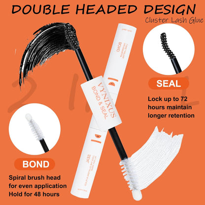 Lash Clusters Kit Eyelash Clusters Wet-Look DIY Lash Extension Kit with Lash Bond and Seal Waterproof Eyelash Tweezers Cluster Eyelash Extensions Kit (Set Fairy-0.07D-Mix8-16)