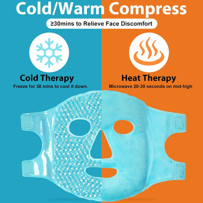 BeeVines Ice Face Mask, Cooling Gel Pack for Puffy Eyes, Cold & Hot Reusable Compress, Frozen Eye Packs Masks for Women for Dark Circles, Puffiness & Allergies (One Pack Blue)