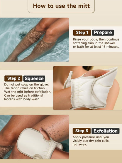 Exfoliating Glove (Original) Machine Washable Newly Upgraded With Thumb Holes Korean Body Scrubber 100% Vegan Viscose Exfoliating Mitt for Dead Skin Removal, Keratosis Pilaris & Self-Tan Prep