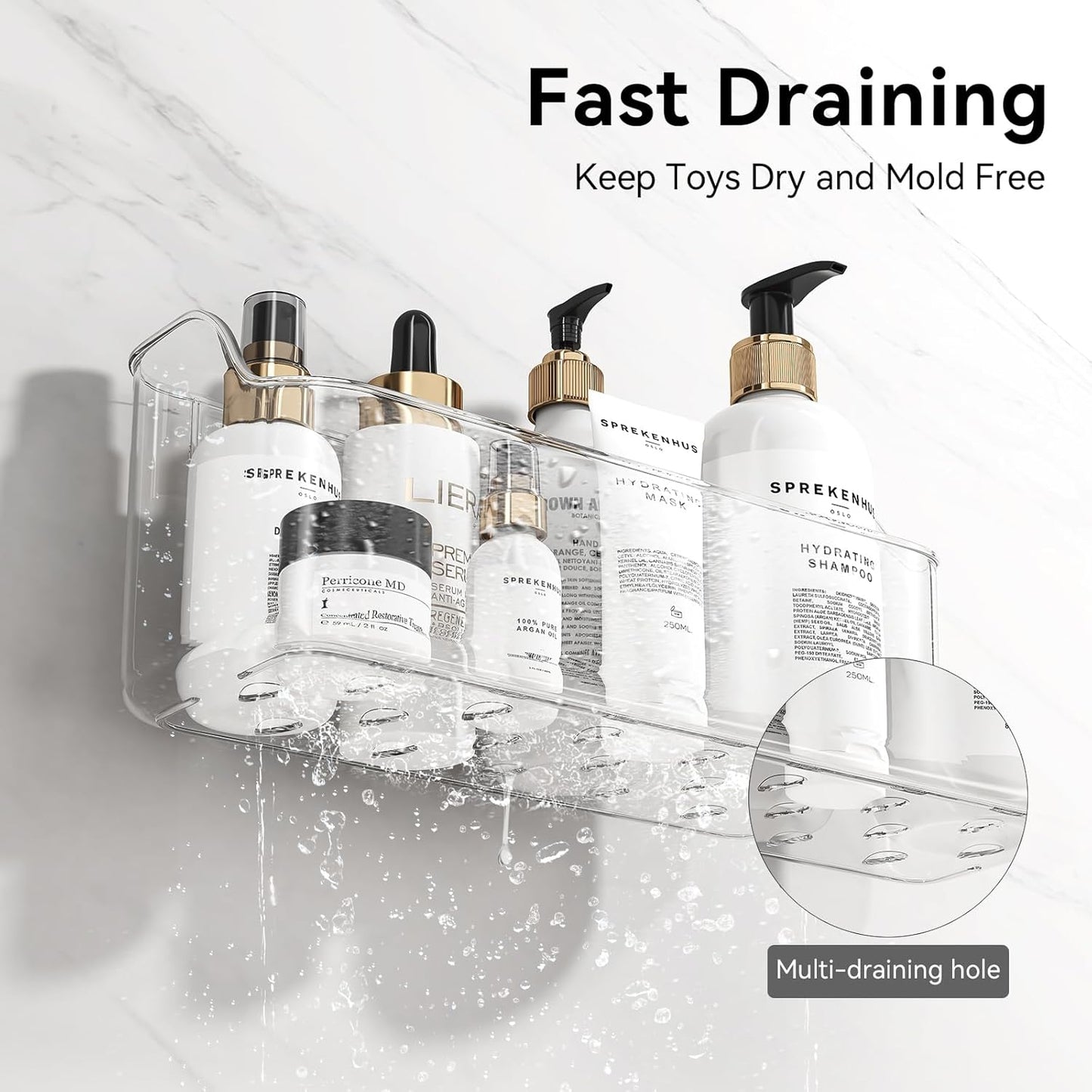 Bath Toy Storage Holder for Bathtub, 2 Pack Clear Bath Toy Organizer, Large Capacity Bathtub Toy Storage for Tub Bathroom