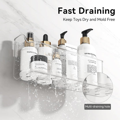 Bath Toy Storage Holder for Bathtub, 2 Pack Clear Bath Toy Organizer, Large Capacity Bathtub Toy Storage for Tub Bathroom