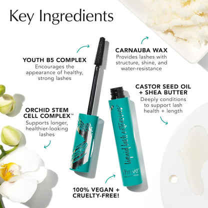 Thrive Causemetics Liquid Lash Extensions Mascara, Tubing Thrive Mascara Lengthening, Volumizing & Curling, Smudge Proof, Washable, No Clumping or Flaking, Vegan & Cruelty Free, Brynn (Rich Black)
