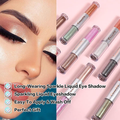 evpct 16 Colors Liquid Glitter Shimmer Metallic Eyeshadow Set Glitter Sparkle Colorful Liquid Eyeliner Makeup Set delineador pupilentes de ojos contra el agua sombras colores para ojos con brillo