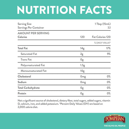 Pompeian Robust Extra Virgin Olive Oil, Contains Polyphenols, First Cold Pressed, 16 Fl Oz