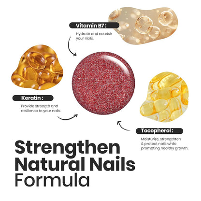 Beetles Glitter Nail Polish Set, 6 Color Silver Pink Gold Red Brown Black Quick Air Dry Nail Polish Natural Elegant Nail Lacquer Manicure DIY Nail Art Salon Gifts For Women