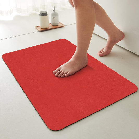 Christmas Bath Mat, Red Bathroom Rugs Non Slip Washable Thin Absorbent Bath Mat Fits Under Door Bathroom Floor Mat Perfect for Bath, Shower, or Sink 24"x48" Red