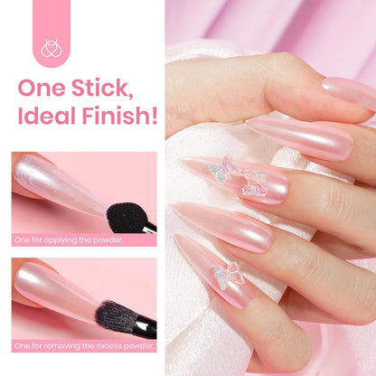 Beetles Pearl Chrome Nail Powder White for Mirror Effect Gel Cromer Nail Powder Nails Glitter Manicure Holographic Pigment Nails Art Design Gifts for Women