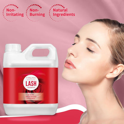 Lash Shampoo Bulk, Eyelash Cleanser for Extensions 2 Liters, Safe Makeup Remover, Non-irritating or Burning Eyelid Foaming Cleanser for Professional Salon and Home Use (Rose-2L)