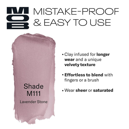 MOB Beauty Cream Clay Eyeshadow M111 – Lavender Stone | Skincare-Infused, Vegan, Blendable Cream-to-Velvet Finish, Buildable Pigment, Clean Eyeshadow in Sustainable, Biodegradable Compact