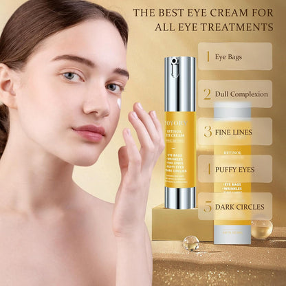 Retinol Under Eye Cream - Anti Aging Eye Cream for Dark Circles and Puffiness, Eye Bags, Wrinkles Fine Lines Skin Care Treatment Firming & Lifts for Man and Women - Gold 20ml