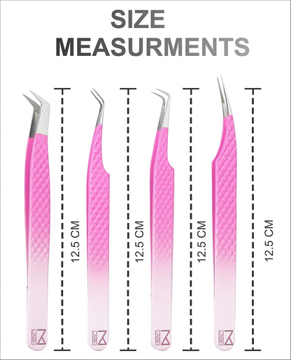 M LASH - V3 Tweezer Set Diamond Grip NANO Fiber Tip - Volume & Classic Eyelash Extensions - Japanese Steel Lash Tool (PW-Ombre)