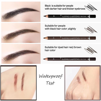 12 Pcs Brown Eyebrow Pencil Eyeliner Makeup，Soft Textured，Easy to Color，Long Lasting，Waterproof Eyebrow Pen for Fills in Sparse Areas and Gaps，Create a Natural Eye Brow