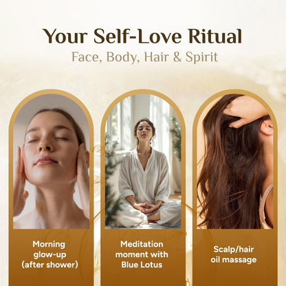 Pure Organic Moringa Oil with Blue Lotus Flower | Deep Hydrating & Anti-Aging Ritual Oil for Skin, Hair & Nails | Premium 100% Cold Pressed Moringa Seed Extraction, Nourishes & Hydrates Skin 1oz.