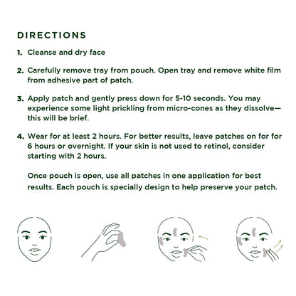 Deep Wrinkle Targeted Patches with Advanced Retinol, Hyaluronic Acid, Vitamin C, and Peptides for Forehead and Between Eyes, 6 Patches