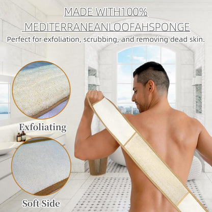 Exfoliating Natural Loofah Sponge Back Scrubber for Shower, Exfoliating Sponge for Shower, Bath Shower Scrubber for Men and Women, Luffa Scrubber to Clean Your Back Deeply Relax Your Body (1 Pack)