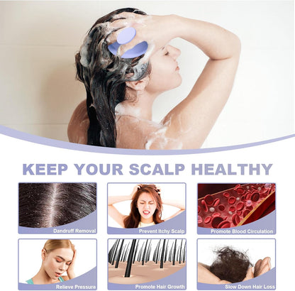 Silicone Scalp Massager, Scalp Scrubber for Hair Growth with Soft Bristles, Scalp Exfoliator Brush Dandruff Removal Shampoo Brush for Wet Dry Scalp Care (Light Purple)