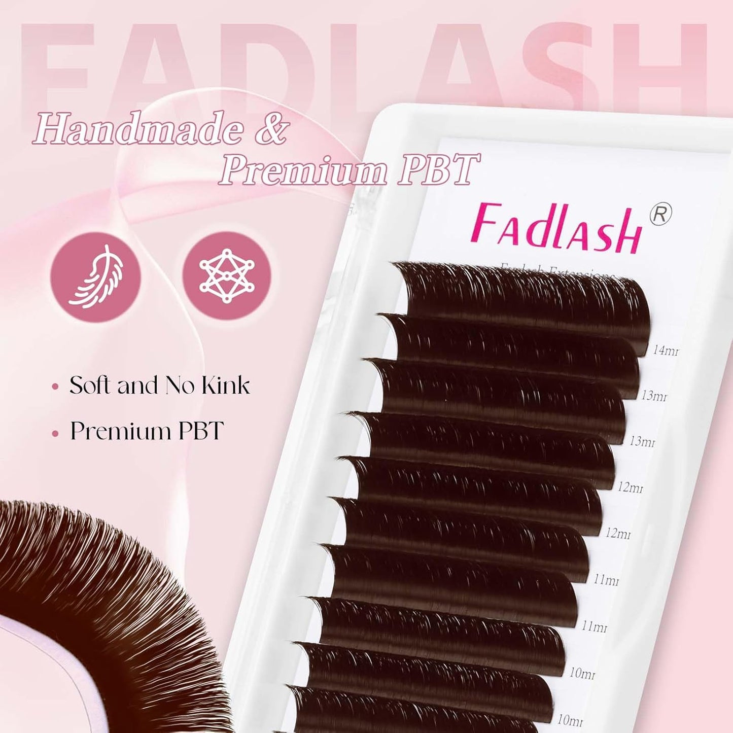 FADLASH Brown Lash Extensions Easy Fan Volume Lashes Colored Lash Extensions C/D Curl Volume Lash Extension 0.07 Self Fanning Eyelash Extensions (Dark Brown-0.07D, 15-20mm)