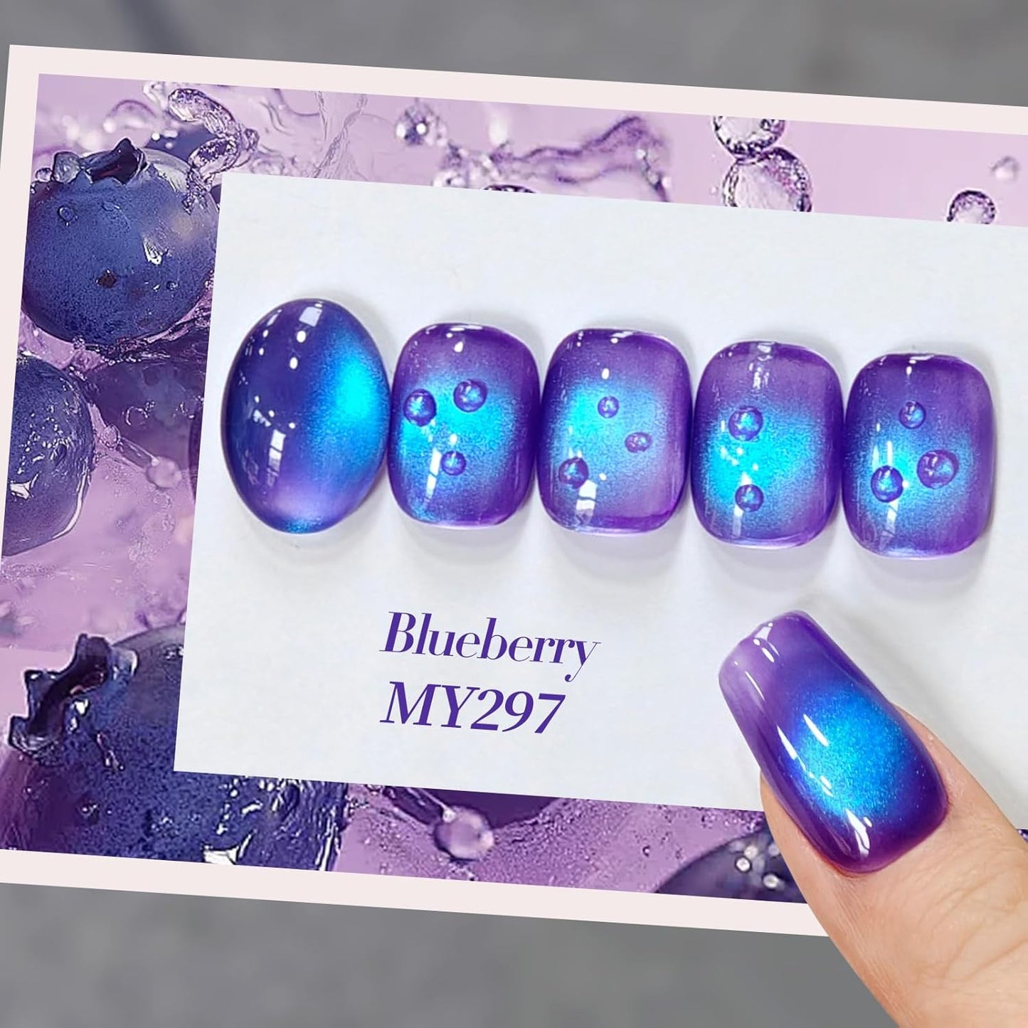 BORN PRETTY Cat Magnetic Eye Gel Nail Polish,Indigo To Violet Gradient Magnetic Gel Polish Blueberry Cat Magnetic Eye Gel Manicure Nail Art DIY 15ml