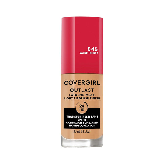 Covergirl Outlast Extreme Wear 3-in-1 Full Coverage Liquid Foundation, SPF 18 Sunscreen, Warm Beige, 1 Fl. Oz.