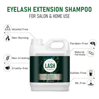 Lash Shampoo Bulk, Eyelash Cleanser for Extensions 2 Liters, Safe Makeup Remover, Non-irritating or Burning Eyelid Foaming Cleanser for Professional Salon and Home Use (Forest-2L)