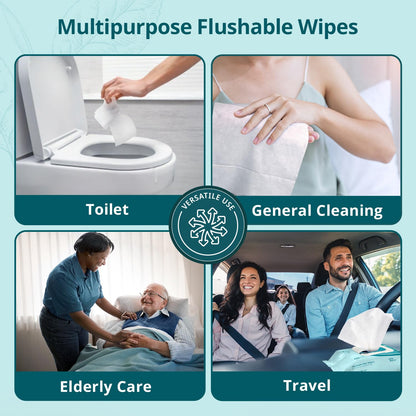WhyWorry Flushable Wipes for Adults, Extra Large 8"x10" Butt Wipes for Toilet & Personal Cleansing, Chamomile and Vitamin E, 100% Plant-Based, Septic & Sewer Safe, Unscented, 144 Count (3 Packs)