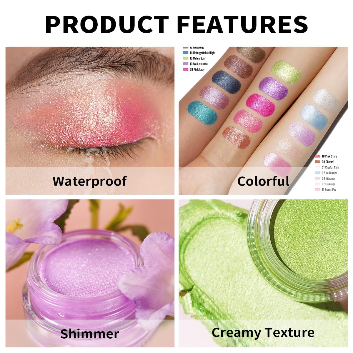 Oulac Shimmer White Cream Eyeshadow Primer| Highlighter Waterproof & Long Lasting Glitter Eyeshadow Natural Color Eye Shadow for Women 6g (01)