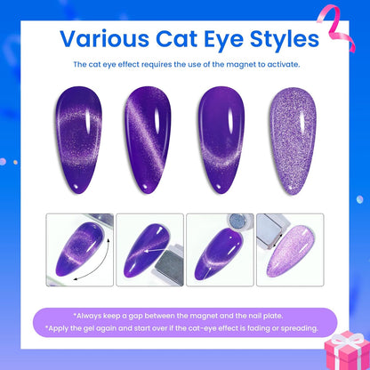 Beetles Cat Eye Gel Nail Polish Set - 20 Colors Nude Pink Green Blue Purple Brown Black Cat Eye Nail Polish Kit with Magnet Base Coat Glossy Matte Top Coat Soak Off UV Salon DIY Gift for Women
