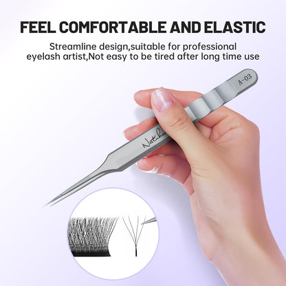 High Precision Lash Tweezers for Individual and Volume Eyelash Extensions Premium Stainless Steel Straight Fiber Tip Professional Isolation Tweezer