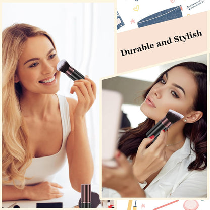 Retractable Makeup Brush, Travel Kabuki Powder Makeup Brush 2 Pack, Foundation Face Blush Brushes for Blending Liquid, Blush, Bronzer, Buffing, Sunscreen,Flawless Cosmetics