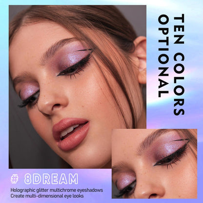 MAKI YIKA Glitter Eyeshadow Silver Multichrome Eyeshadows Long Lasting, Metallic Chameleon Eye Shadow Smudgeproof Holographic Eye Topper Glitters (#8 Dream)