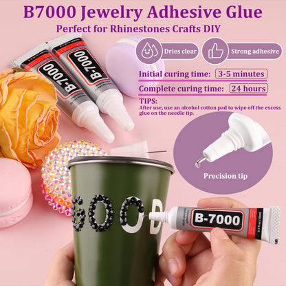 30000Pcs Black Rhinestones for Bedazzling Crafting, Flatback Resin Gems Crystal, Bedazzler Kit with 3Pcs 10ml B7000 Jewelry Glue and Tweezers for DIY Crafts Clothing Shoes Fabric Nail Art