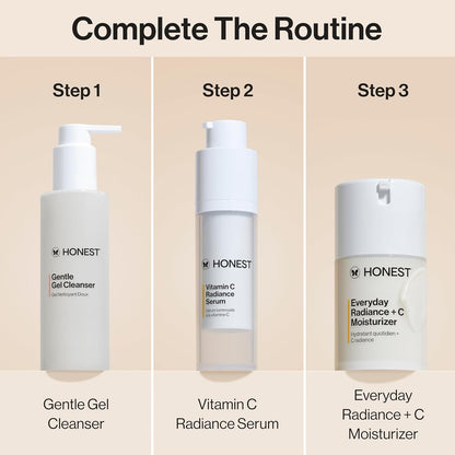 Honest Beauty Vitamin C Radiance Serum | Improves + Brightens Skin Tone and Complexion | Gentle for Sensitive Skin, Fragrance Free, Vegan | 1 fl oz