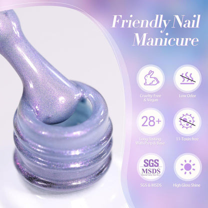 Born Pretty Cat Magnetic Eye Gel Nail Polish, Fairy Purple Glitter Cat Magnetic Gel Nail Polish for Nail Art Manicure Salon DIY at Home 15ML