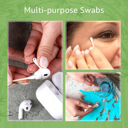 100% Bamboo Cotton Ear Swabs (200-Pack) | Double Tipped Ear Cotton Buds for Beauty & Personal Care | FSC Certified & Hypoallergenic | Suitable for All Ages & Pets | Biodegradable & Disposable
