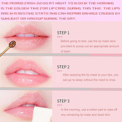 4 PCS Bee Lip Balm Honey Pot, Coconut Aloe Vera Peach Mint Sleeping Lip Mask Overnight with Sticks, Exfoliating Prevention Dry and Crack Lip Scrubs