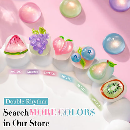 Double Rhythm 0.5 OZ Cat Eye Gel Polish with Magnet 15ML Holographic Glitter Shimmer Translucent Jelly Color Magnetic Nail Polish Salon DIY at Home (Fruit Teal Green-MC1211)