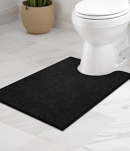 chakme Bathroom Rugs Mat U-Shaped 24x17, Ultra Thin Non Slip Bath Mat Small Quick Dry Absorbent Bath Mat for Bathroom Floor, (Black, U-24"x17")
