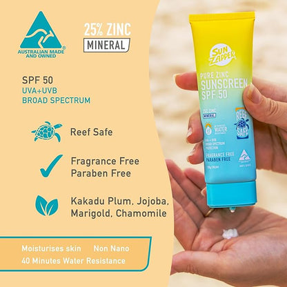 Sun Zapper Pure Zinc Sunscreen SPF 50 Reef Safe Mineral Zinc 100g